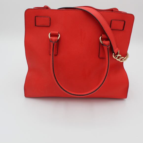 Michael Kors Tote Hamilton Red Leather Satchel Purse Large Gold Hardware - Picture 3 of 11